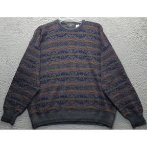 Vintage The Italian Sweater Co Mohair Sweater Mens XL Multi Fair Isle 3D Knit